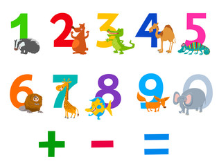 educational numbers set with animals