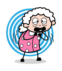 Screaming with Fear - Old Woman Cartoon Granny Vector Illustration