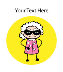 Fashionable Granny - Old Woman Cartoon Granny Vector Illustration