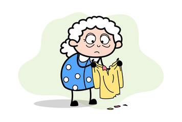 Cleaning Cloth - Old Woman Cartoon Granny Vector Illustration