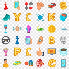 Cards icons set. Cartoon style of 36 cards vector icons for web for any design