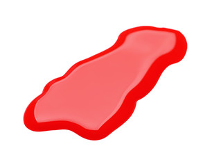 Red nail polish stain on white background