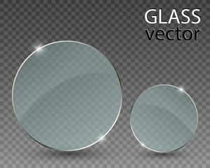 Vector glass banners on transparent background.Empty transparent glass frame. Clean vector background. 