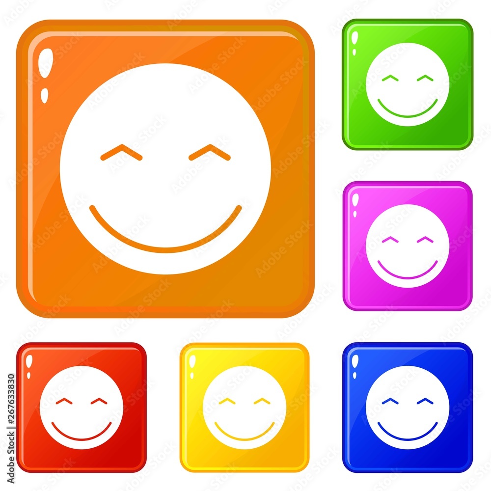 Canvas Prints smiling emoticons set collection vector 6 color isolated on white background - Canvas Prints