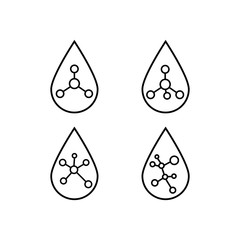 Set of atomic strutures inside drops vector icons