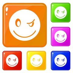 Eyewink emoticons set collection vector 6 color isolated on white background