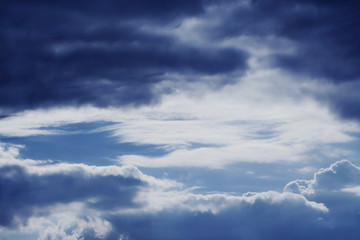 Dramatic sky with stormy clouds.