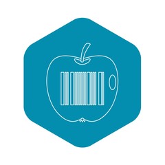 Apple with barcode icon. Outline illustration of apple with barcode vector icon for web