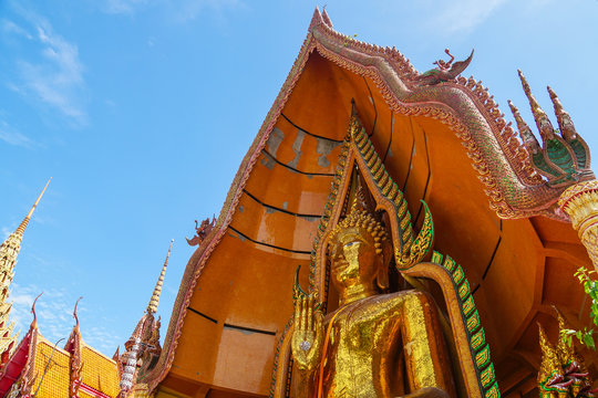 Tiger cave temple, wat tham sua, big buddha image, stupa, pagoda by mountain, Thailand