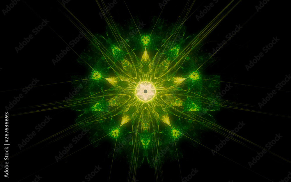 Poster digital image generated on a computer consisting of beautiful abstract geometric shapes, lines of di