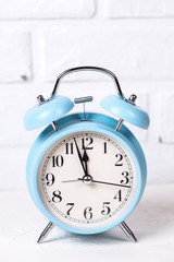 Blue rounde alarm clock