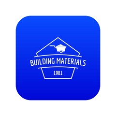 Building materials icon blue vector isolated on white background