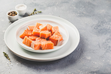 Close up at pieces of Salmon