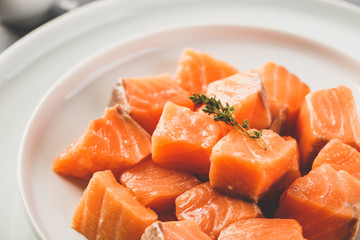 Close up at pieces of Salmon
