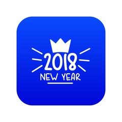 Crown icon blue vector isolated on white background