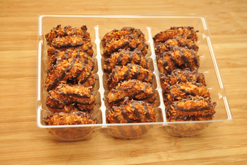 Coconut & Carmel Covered Cookies in a Container