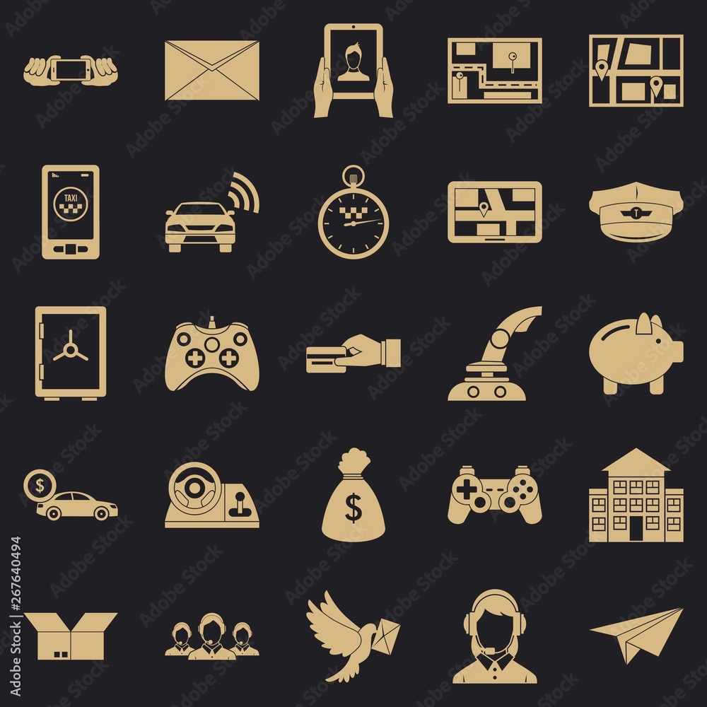 Poster phone call icons set. simple set of 25 phone call vector icons for web for any design