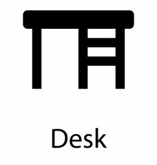 Office furniture, desk icon