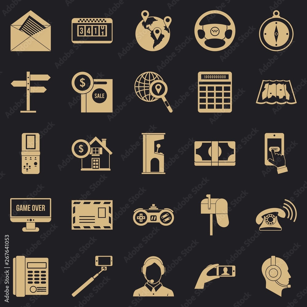 Poster service phone icons set. simple set of 25 service phone vector icons for web for any design
