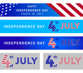 Fourth of July holiday banner design concept. American Independence Day celebration. 4th of July poster, greeting card, invitation template on navy blue background with stars. Memorial day. Vector