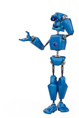 vintage blue robot in a white background