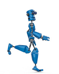 vintage blue robot in a white background