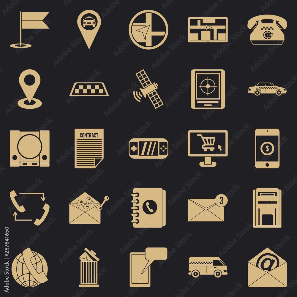 Poster phone service icons set. simple set of 25 phone service vector icons for web for any design