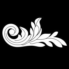Black vintage baroque ornament, corner. Retro pattern antique style acanthus.