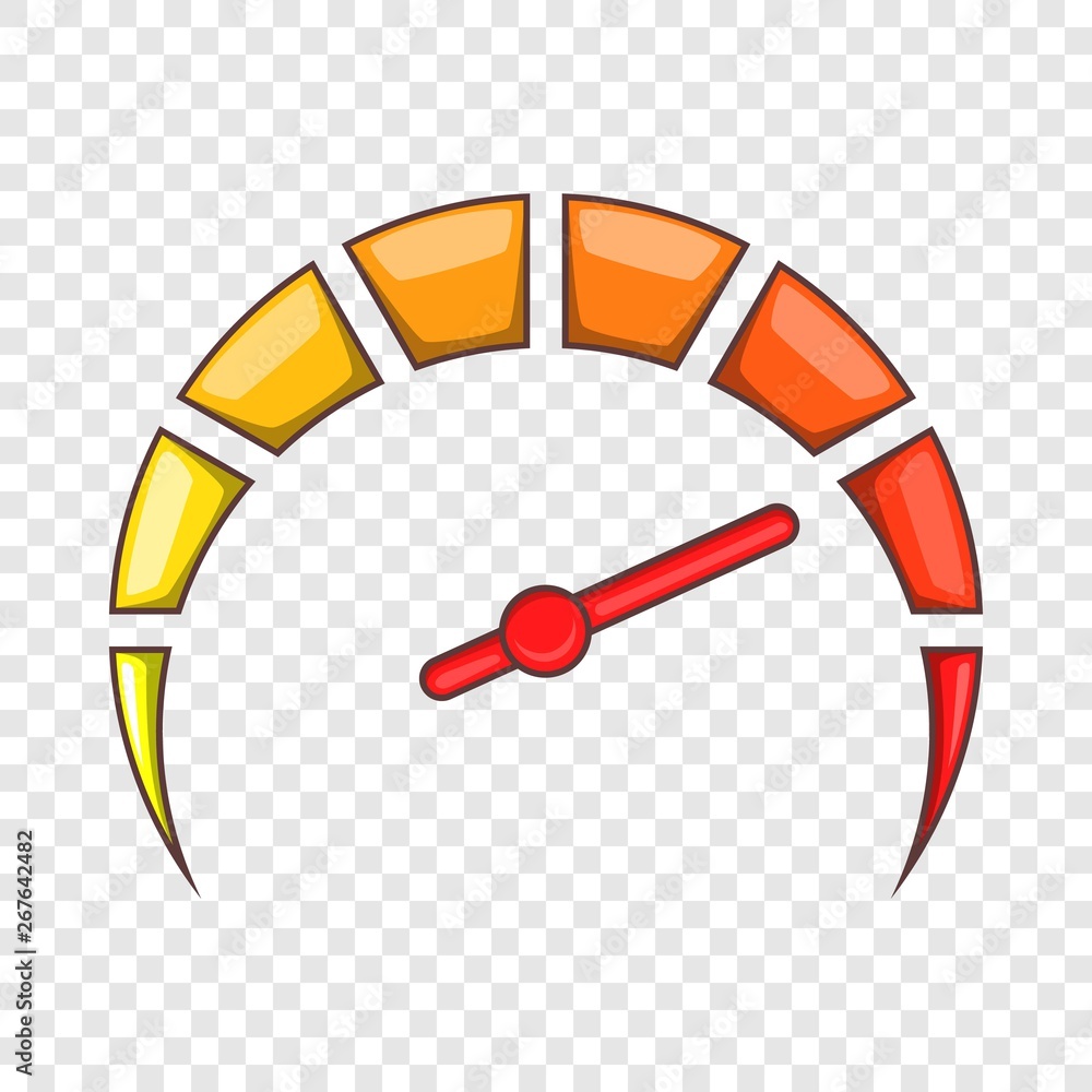 Poster speedometer at maximum speed icon. cartoon illustration of speedometer vector icon for web design