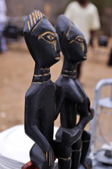 African wooden ornaments up close