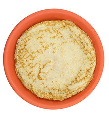 pancakes on a plate on a white
