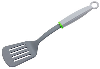 Plastic spatula for a frying pan isolated on white