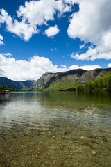Ribcev laz, village on Bohinj lake in Slovenia, landscape, 