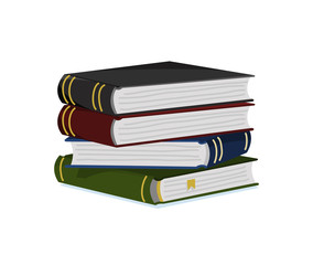 Stack of books for Lover of literature. Encyclopedias for reading. Inverted pages. Object in contemporary style. Vector illustration for posters.