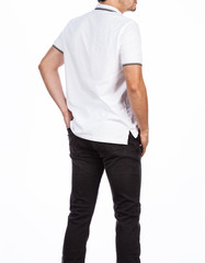 Obraz premium Male fashion, young man with shirt and pants - photo on white background