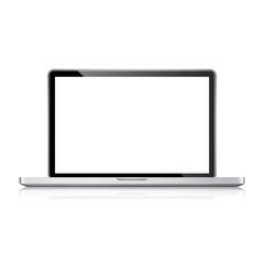 Realistic laptop, computer notebook with empty screen, vector illustration