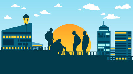 Naklejka premium illustration of city in background