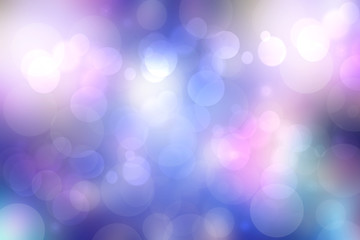 Abstract gradient of light blue pink pastel background texture with glowing circular bokeh lights. Beautiful colorful spring or summer backdrop.
