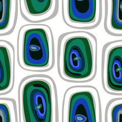 Seamless abstract vector background. Bright blue-green squares on a transparent background