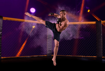 MMA male fighter jumping