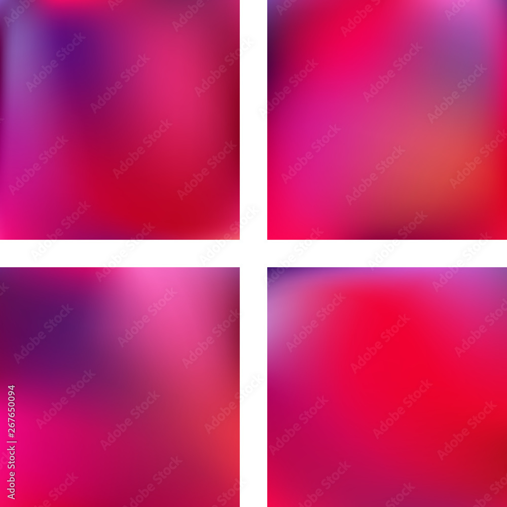 Poster set with red abstract blurred backgrounds. vector illustration. modern geometrical backdrop. abstrac