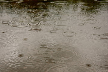 Rainy On Lake Surface Apostle Islands in Northern Wisconsin on Lake Superior 