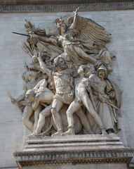 Statues of Triumphal Arch on champs elysees called La Marseillai