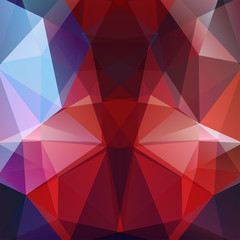 Background made of red, orange, blue triangles. Square composition with geometric shapes. Eps 10