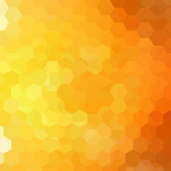 Background made of yellow, orange hexagons. Square composition with geometric shapes. Eps 10
