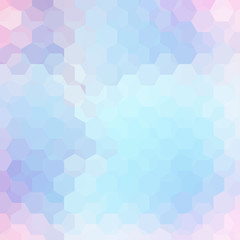 Fototapeta na wymiar Geometric pattern, vector background with hexagons in pastel blue, pink tones. Illustration pattern