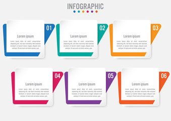 Business infographic template with 6 rectangular shape options