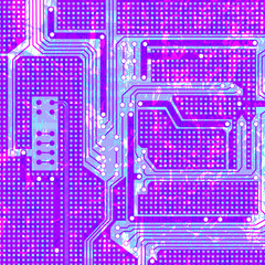 Printed circuit board. Stylization with light and stains.