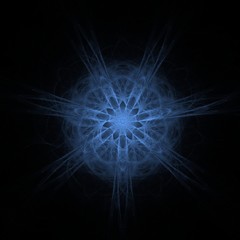 Blue Wonder - Abstract Illustration Fractal Flame. Beautiful circular pattern with 7 fold rotational symmetry. 