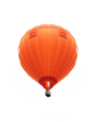 colorful hot air balloon flying in sky, isolated on white background